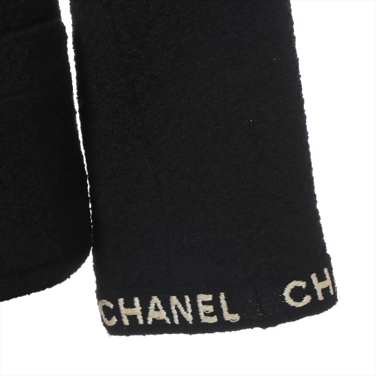 Chanel Coco Button 95A Wool & Nylon Jacket 38 Ladies' Black  P05747V04386 Tweed Logo embroidery