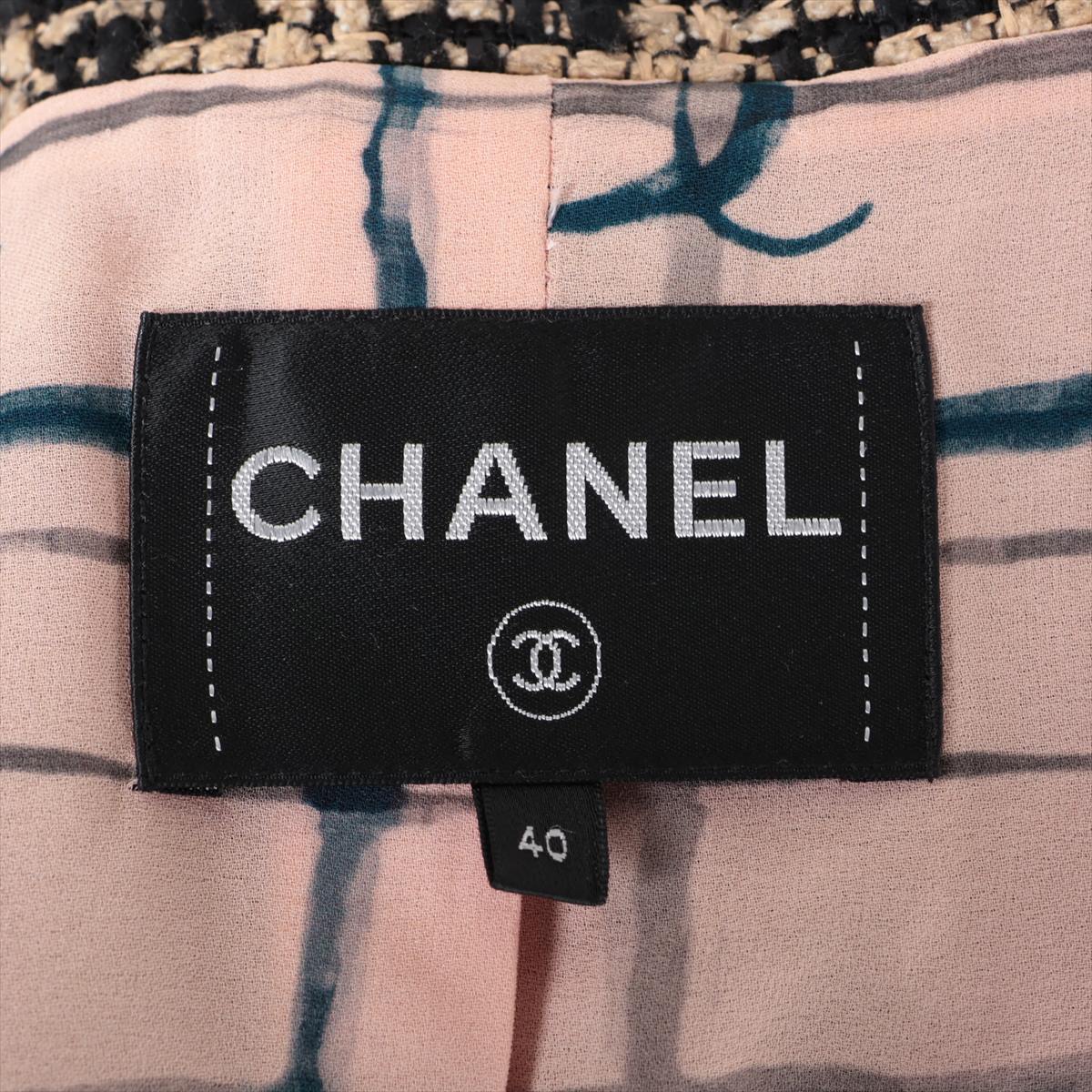 Chanel 21S Cotton & silk Jacket 40 Ladies' Black x Beige  P70537V61998 Tweed NO5 button