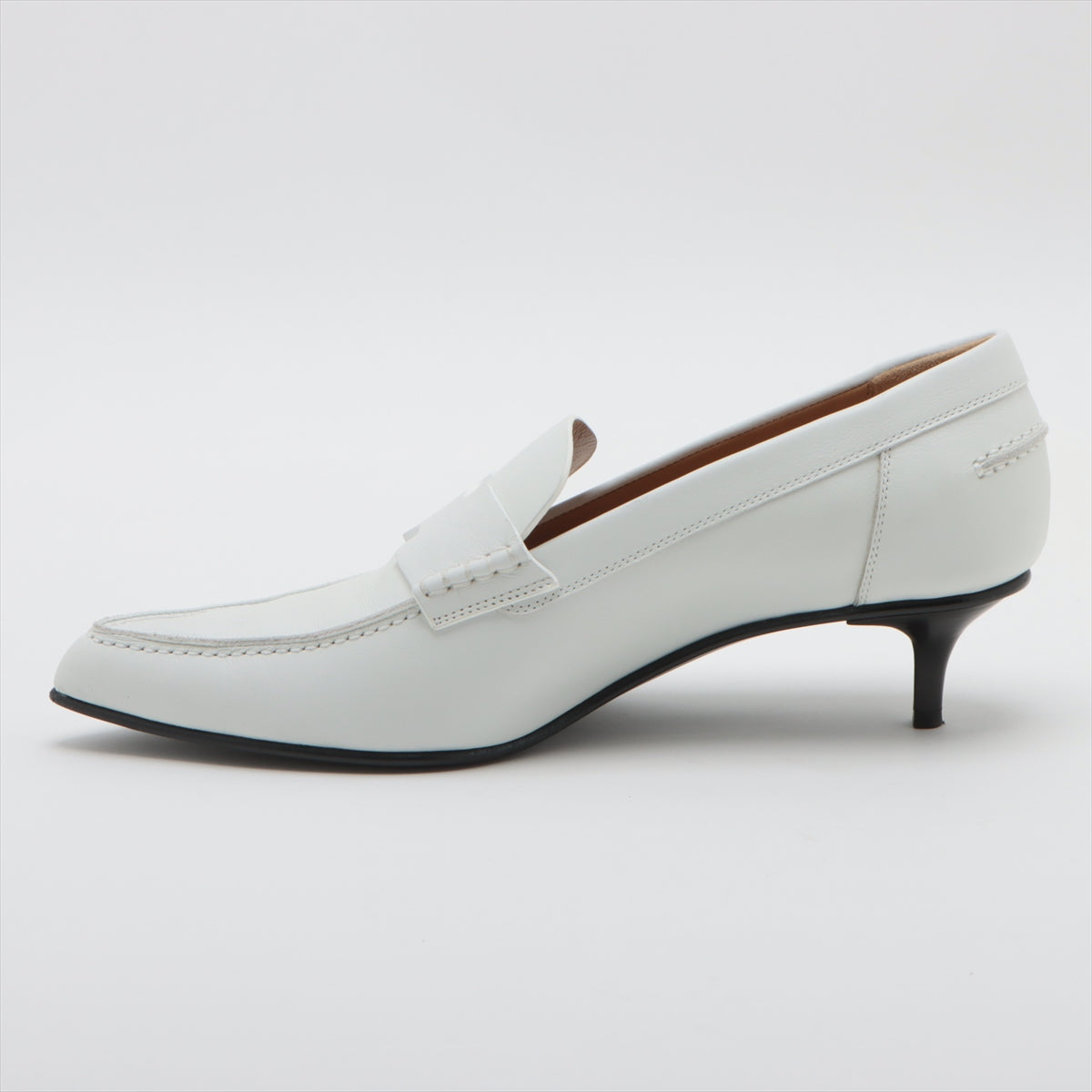 Hermès グロリアス Leather Pumps 37.5 Ladies' White 替えリフト付き box There is a storage bag