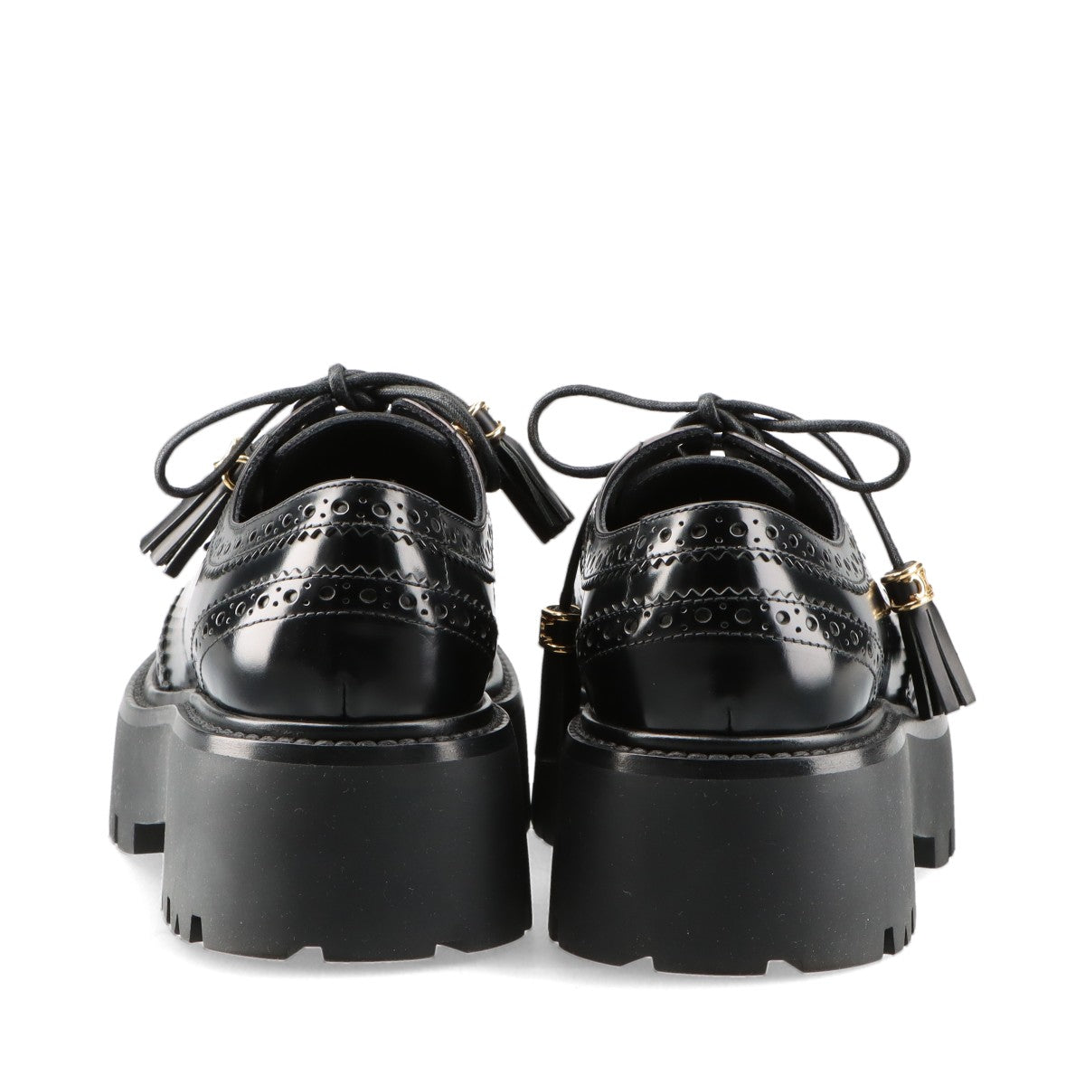CELINE bulky 22AW Leather Dress shoes 36 Ladies' Black BE0252 Brogue derby Triomphe tassels Thick bottom There is a replacement string