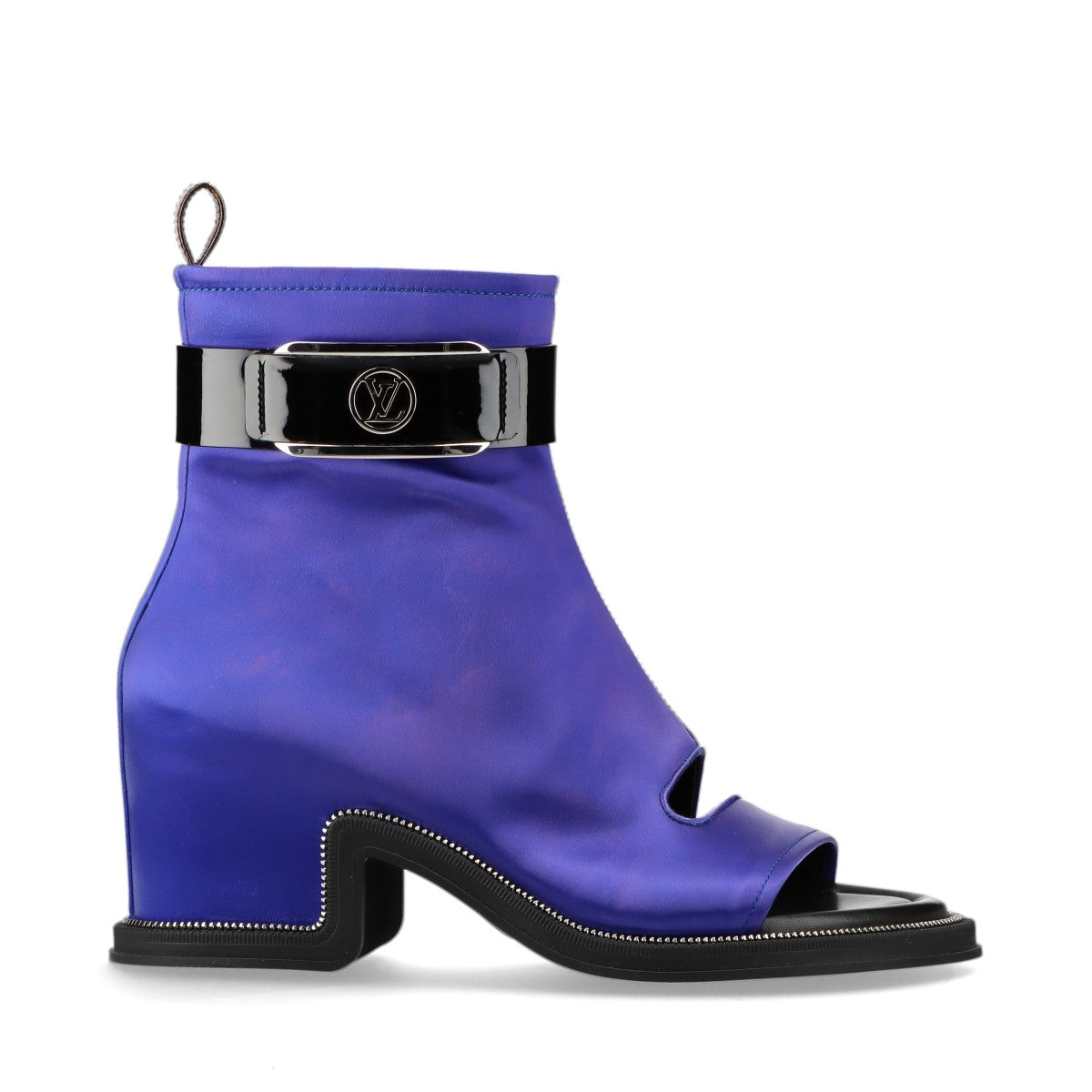 Louis Vuitton moonlight line 22 years Satin x Leather Short Boots EU38 Ladies' Blue x Black NL0212 Box There is a bag