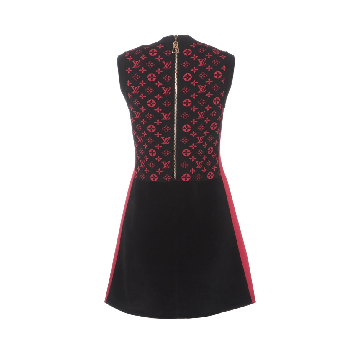 Louis Vuitton 20AW Cotton & Wool Sleeveless Dress S Ladies' Red x Black  RW202W Monogram