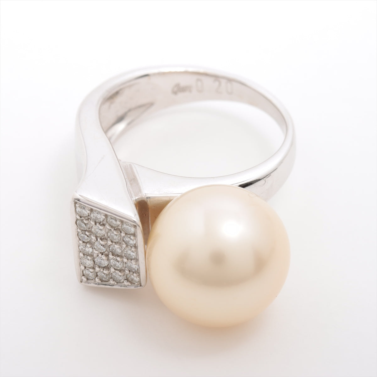 Queen Pearl Diamond Ring 750(WG) 11.5g 0.20 Approx. 12.5 mm