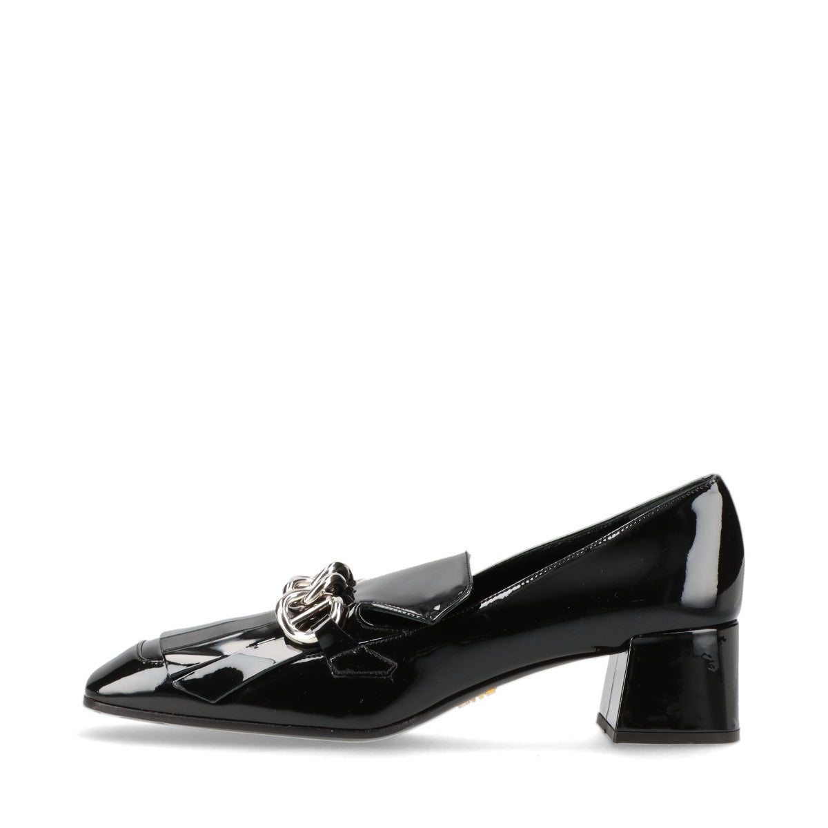 Prada Patent Leather Loafer EU38.5 Ladies' Black Fringe Chain There is a bag