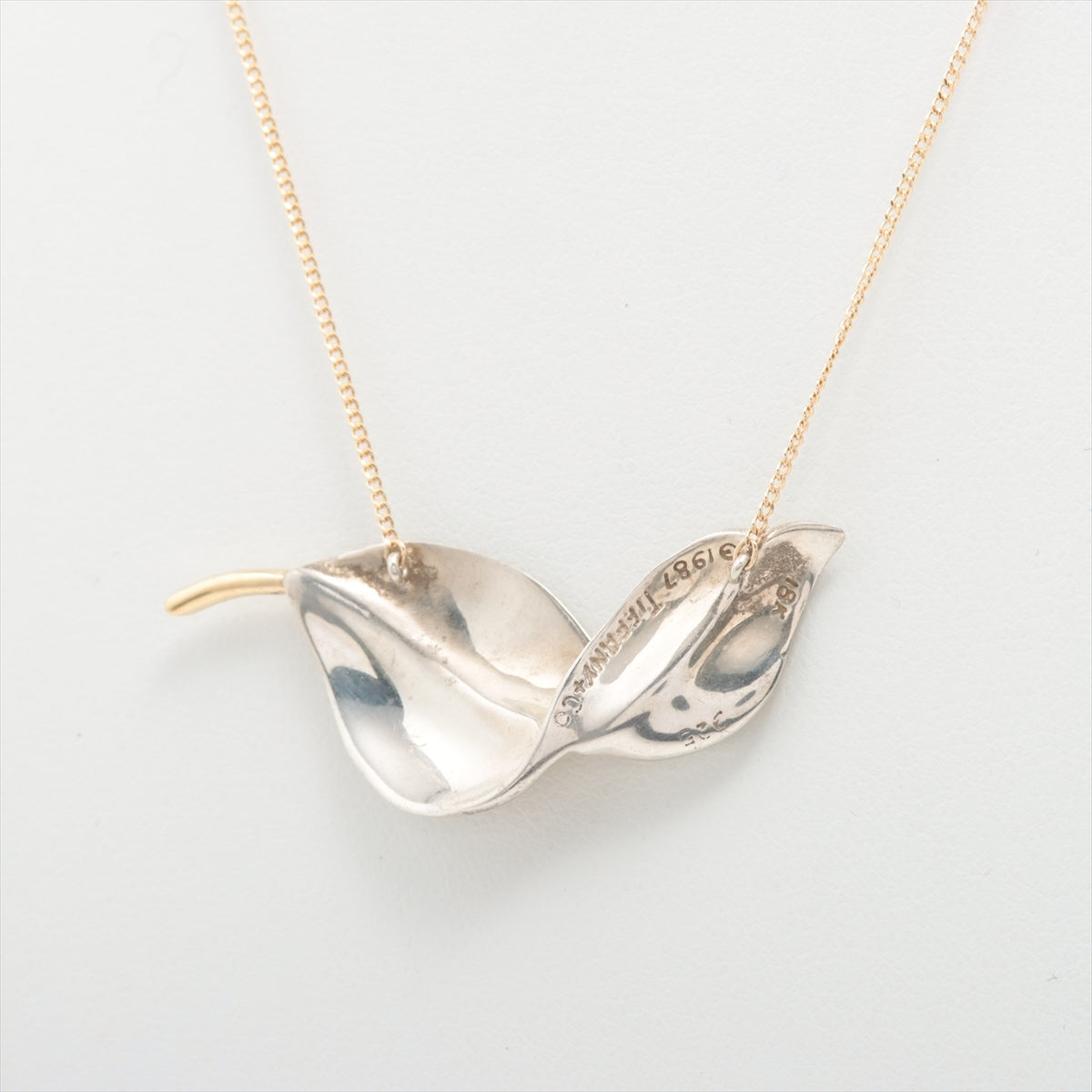 Tiffany Leaf Necklace 925×750 6.3g Gold × Silver Vintage