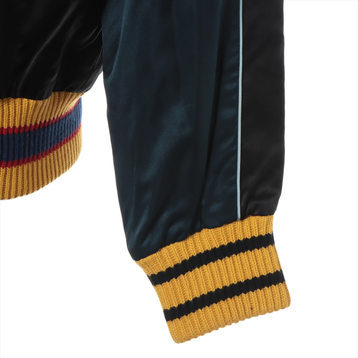 Gucci Rayon × Silk Stadium jumper 52 Men's Black x Navy  429485 2016 Embroidery Souvenir Jacket embroidery souvenir