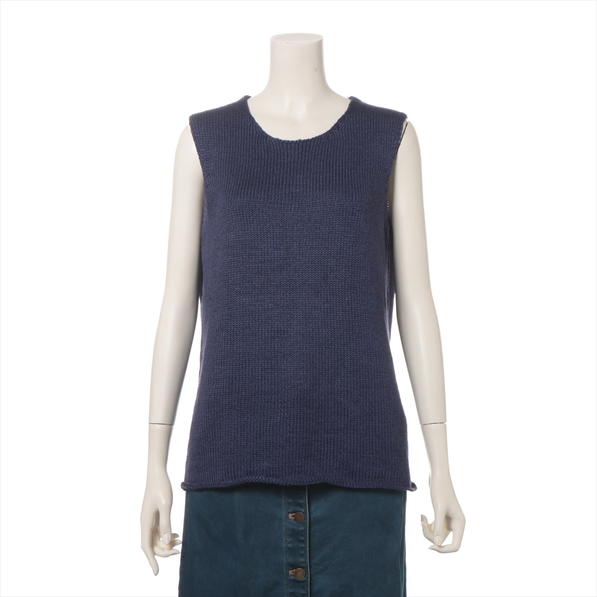 Hermès Margiela Silk Sleeveless Knit M Ladies' Navy Blue  Get the brand tag There is a scuff