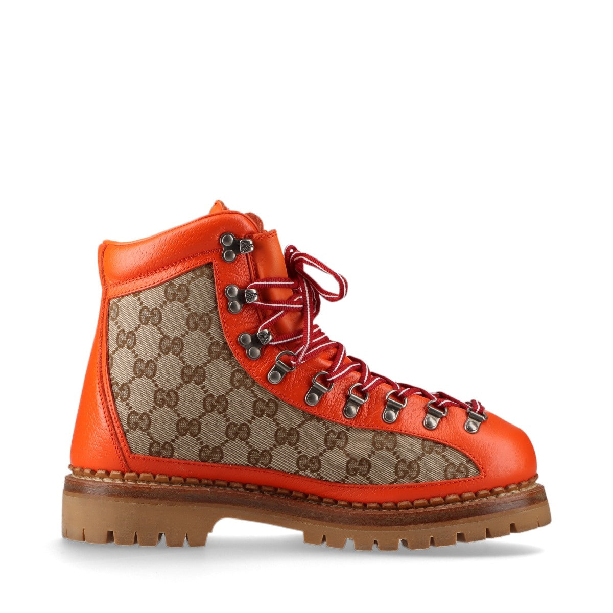 Gucci x North Face GG Supreme Canvas & Leather Short Boots US8 Men's Brown x orange 679914