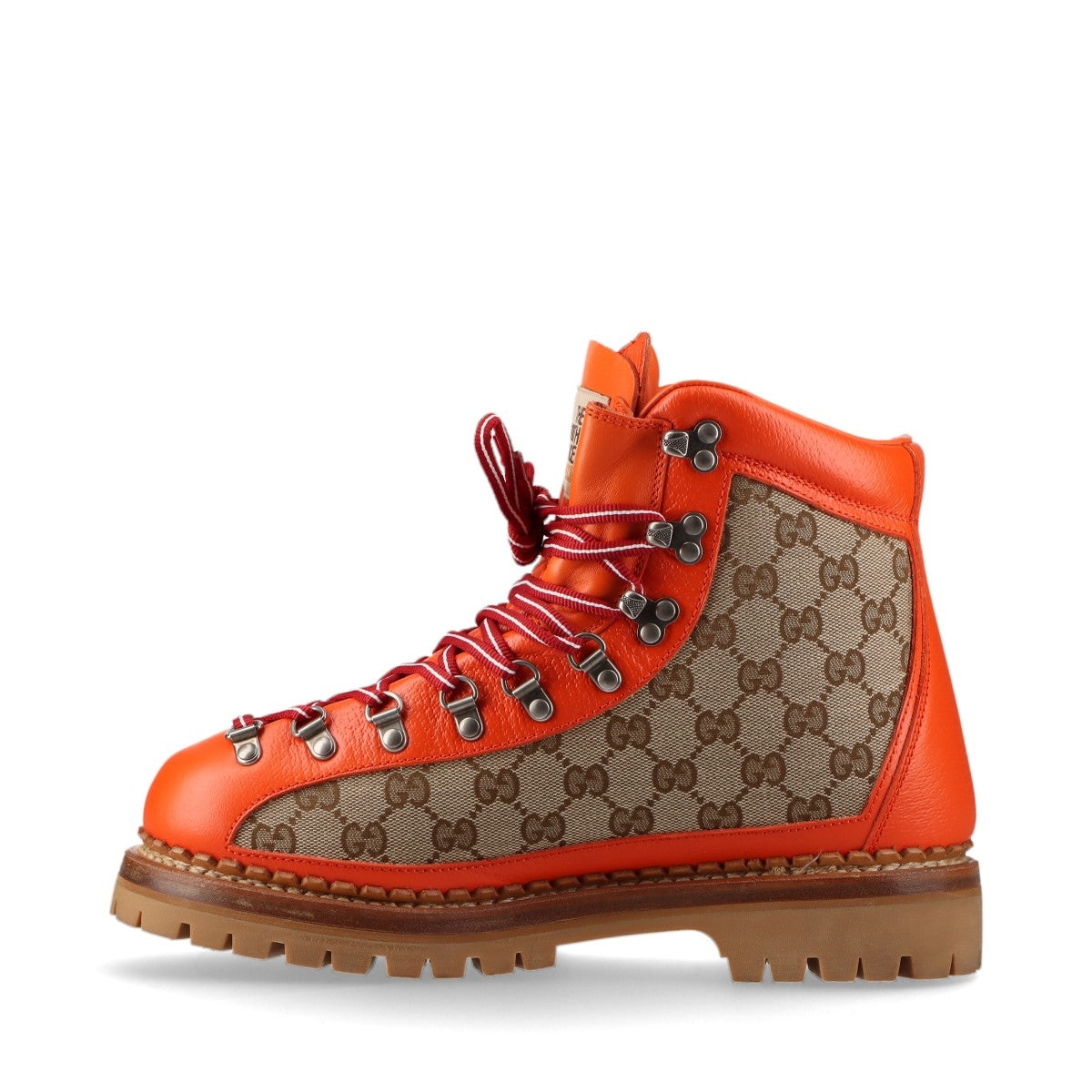 Gucci x North Face GG Supreme Canvas & Leather Short Boots US8 Men's Brown x orange 679914