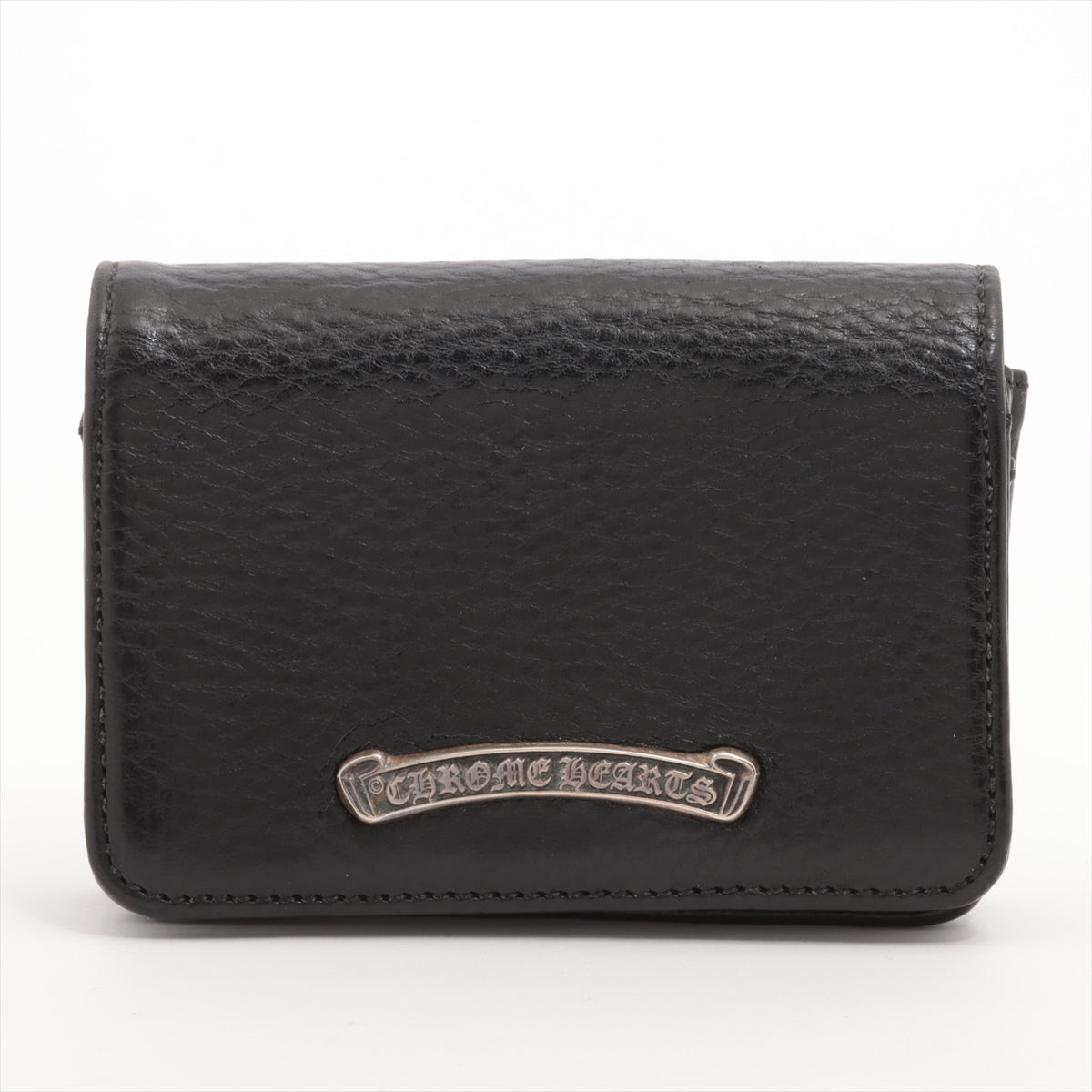 Chrome Hearts Card Case Unknown material Black × Silver logo plate