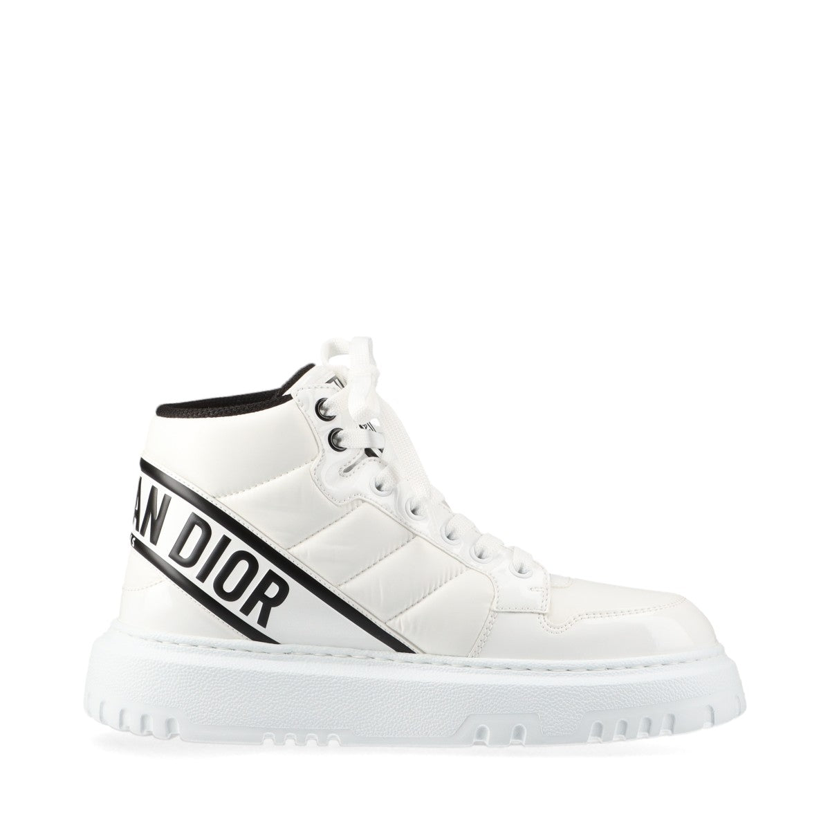 Christian Dior Patent leather x fabric High-top Sneakers 35 Ladies' Black × White There is a storage bag