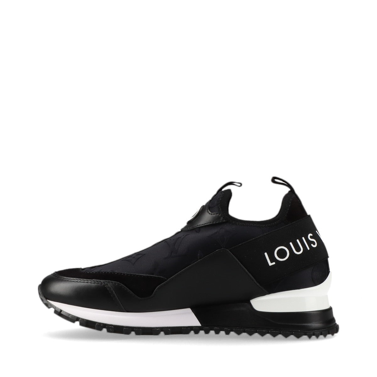 Louis Vuitton Runaway line Leather x fabric Sneakers 34.5 Ladies' Black × White Monogram LV Circle logo Box There is a storage bag