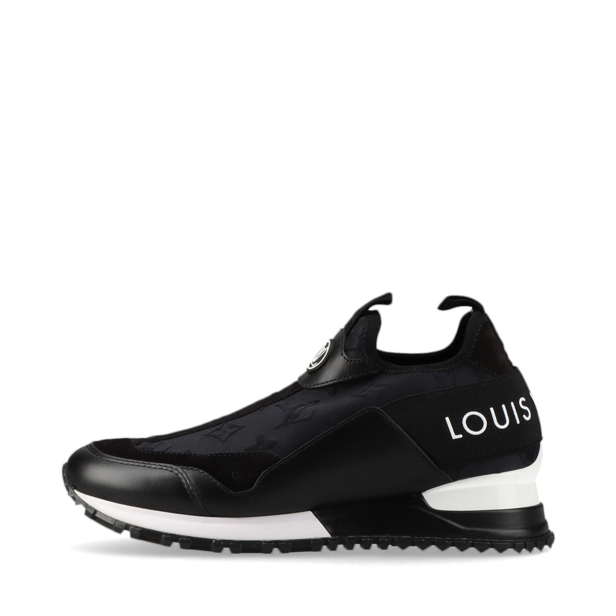 Louis Vuitton Runaway line Leather x fabric Sneakers 34.5 Ladies' Black × White Monogram LV Circle logo Box There is a storage bag