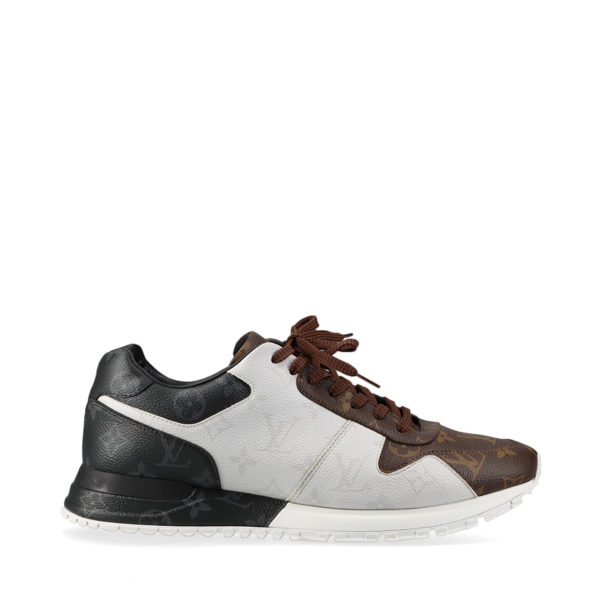 Louis Vuitton Runaway line 21 years Leather Sneakers 7.5 Men's Black x white x brown LD0231 Monogram