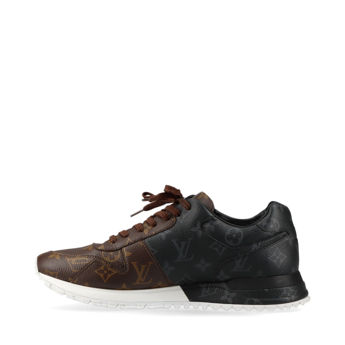 Louis Vuitton Runaway line 21 years Leather Sneakers 7.5 Men's Black x white x brown LD0231 Monogram