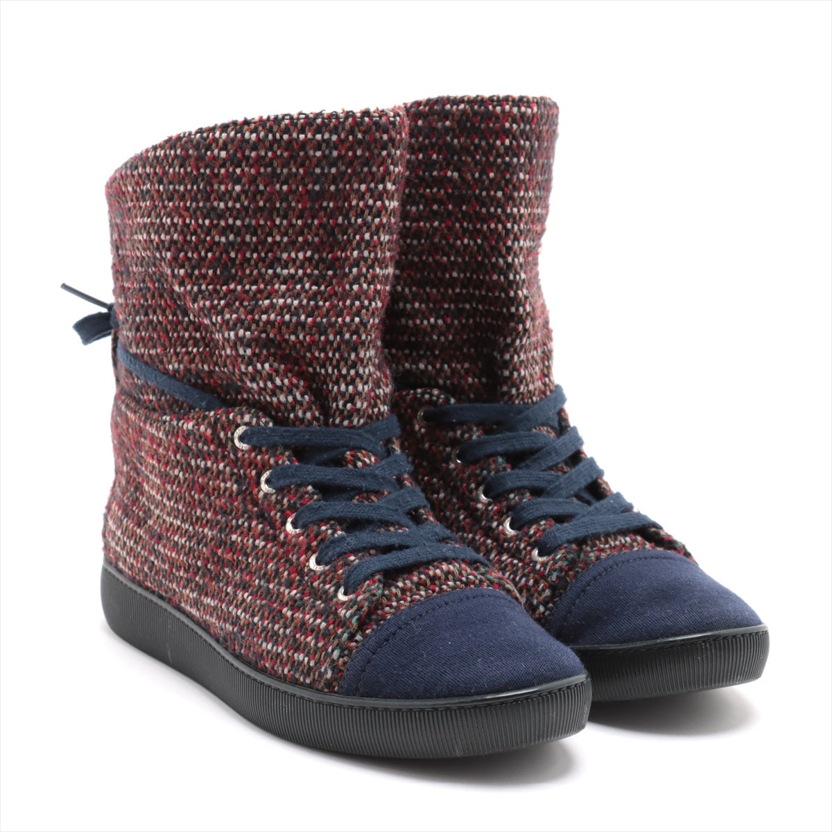 Chanel Coco Mark 14AW Tweed High-top Sneakers 40 1/2 Ladies' Multicolor G30136