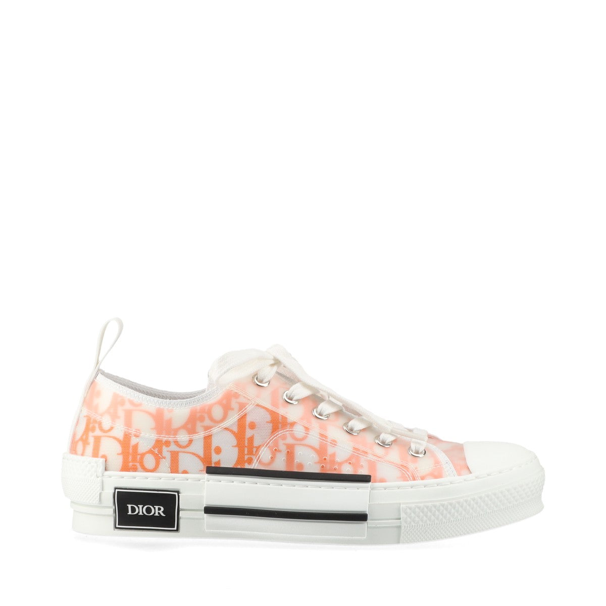 DIOR B23 Rubber x canvas Sneakers 38 Unisex White x orange NV0221 Oblique Replaceable cord box There is a storage bag
