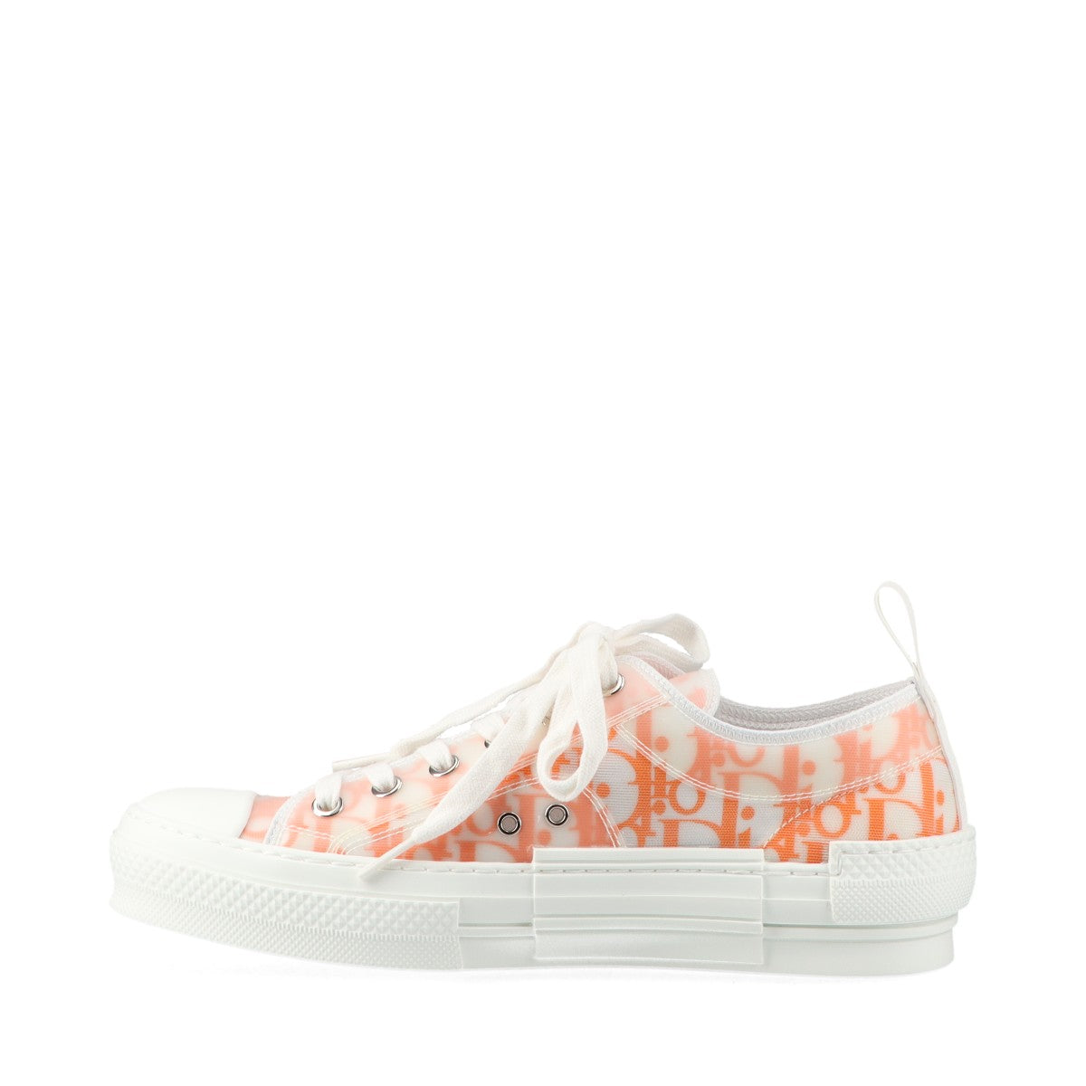 DIOR B23 Rubber x canvas Sneakers 38 Unisex White x orange NV0221 Oblique Replaceable cord box There is a storage bag