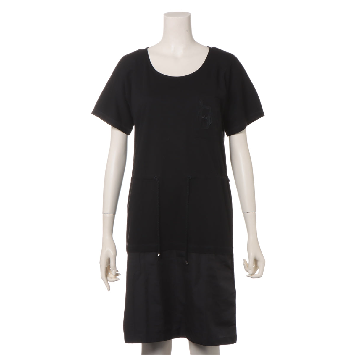 Hermès 19SS Cotton Dress 34 Ladies' Black  96-7305 pocket embroidery
