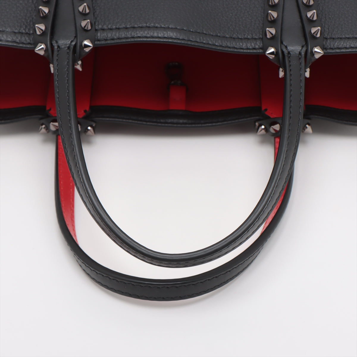 Christian Louboutin Cabata Mini leather x studs 2 Way Handbag Black x red