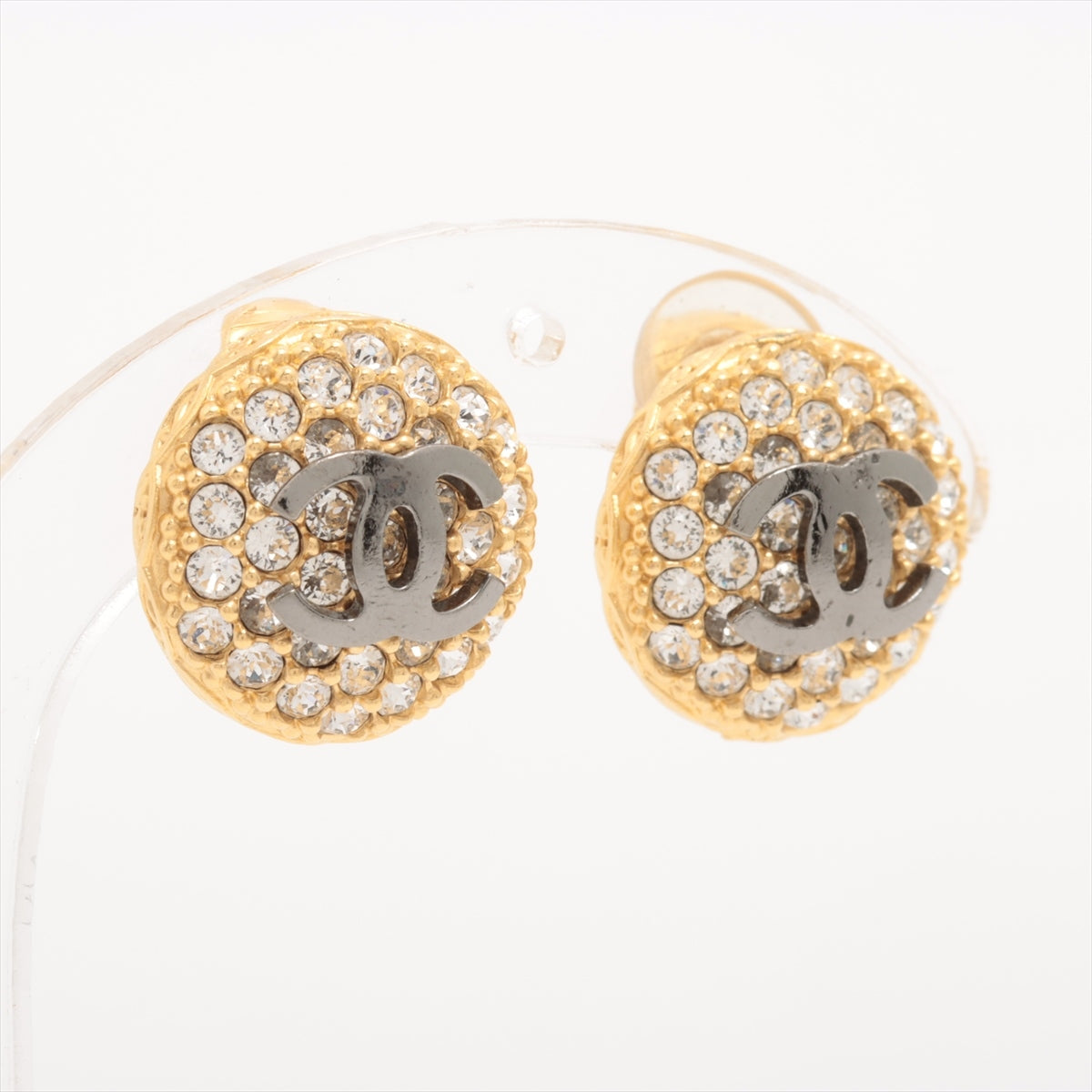 Chanel Coco Mark A20A Earrings (for both ears) GP×inestone Gold