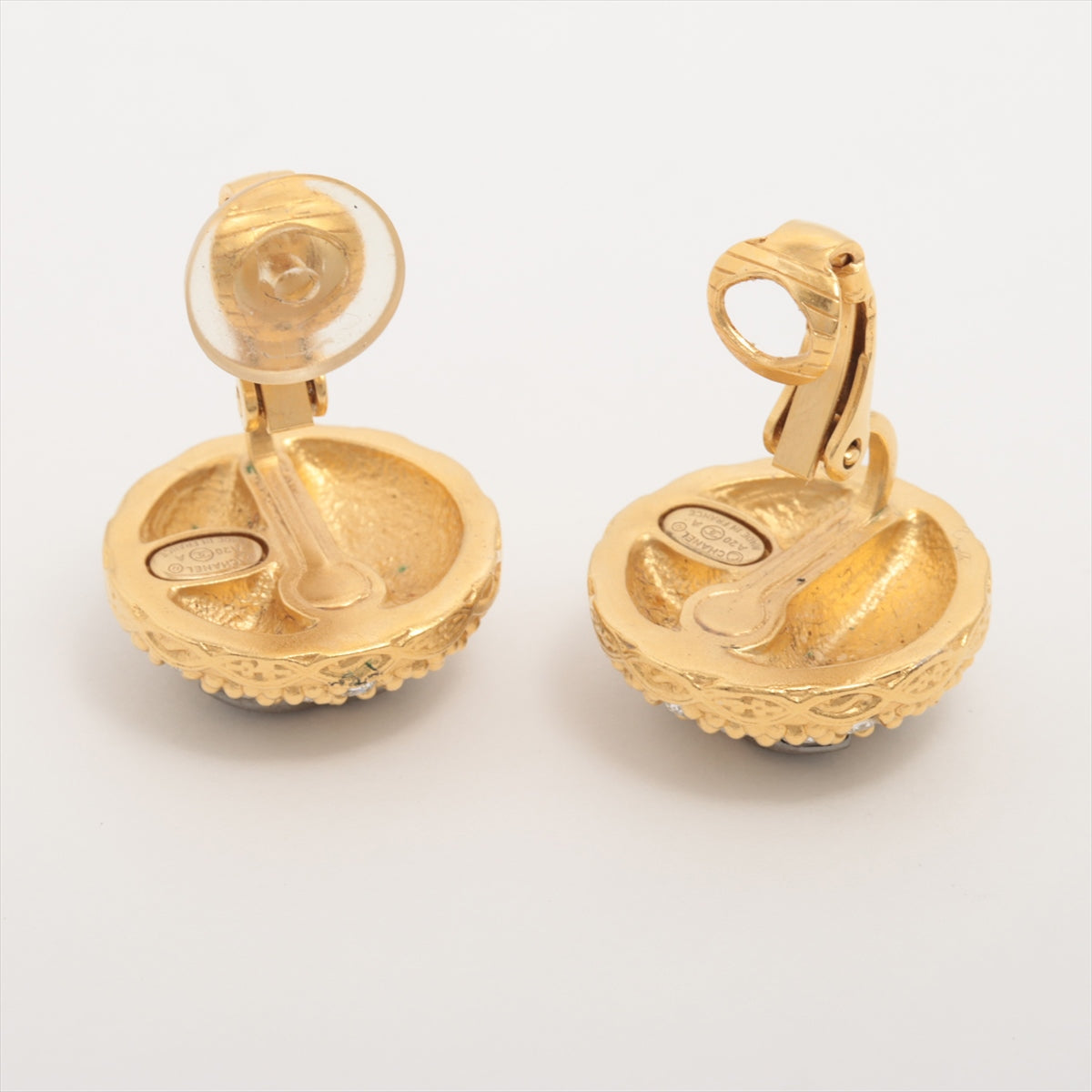 Chanel Coco Mark A20A Earrings (for both ears) GP×inestone Gold