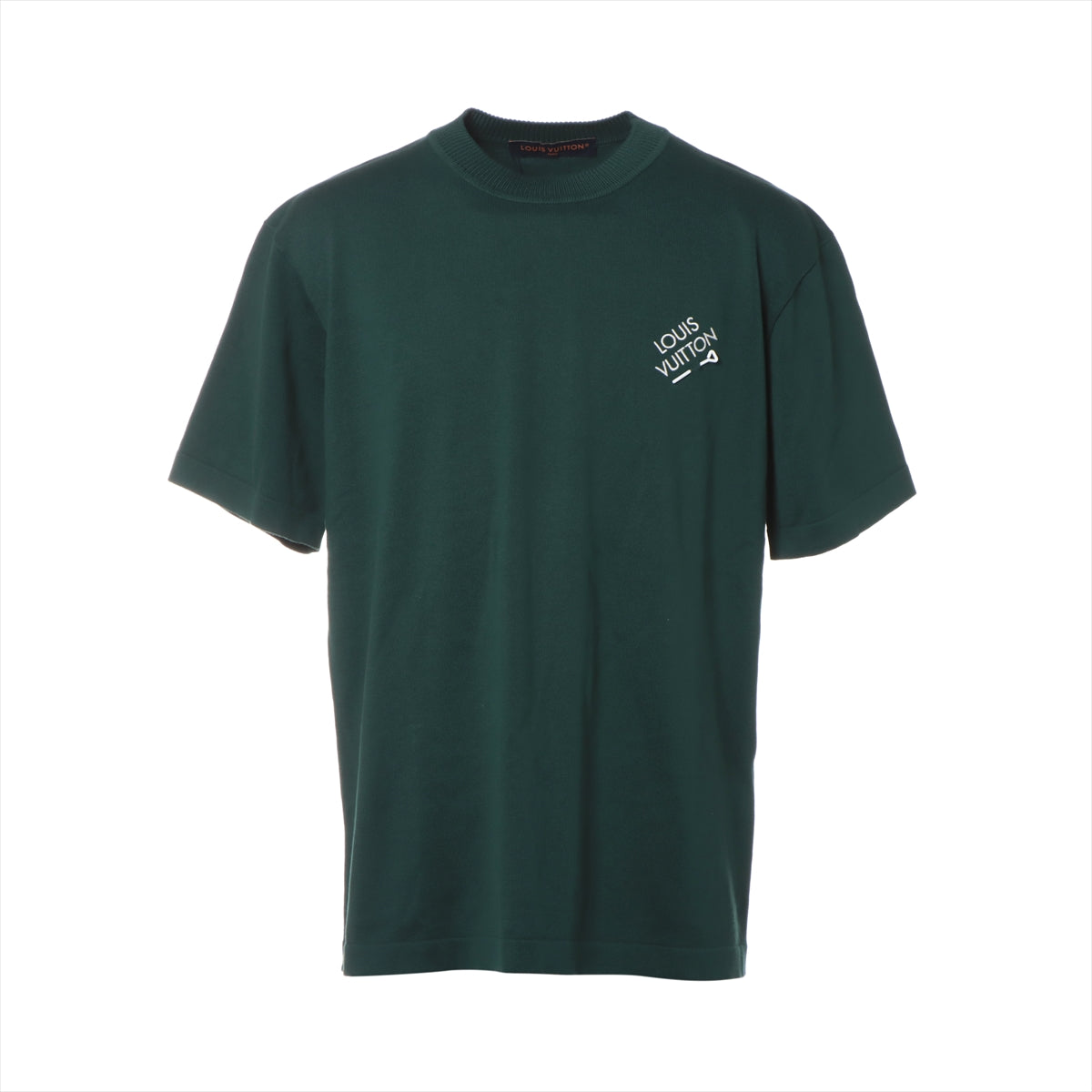Louis Vuitton 23SS Cotton T-shirt L Men's Green  RM231MQ Logo embroidery with tag knit material