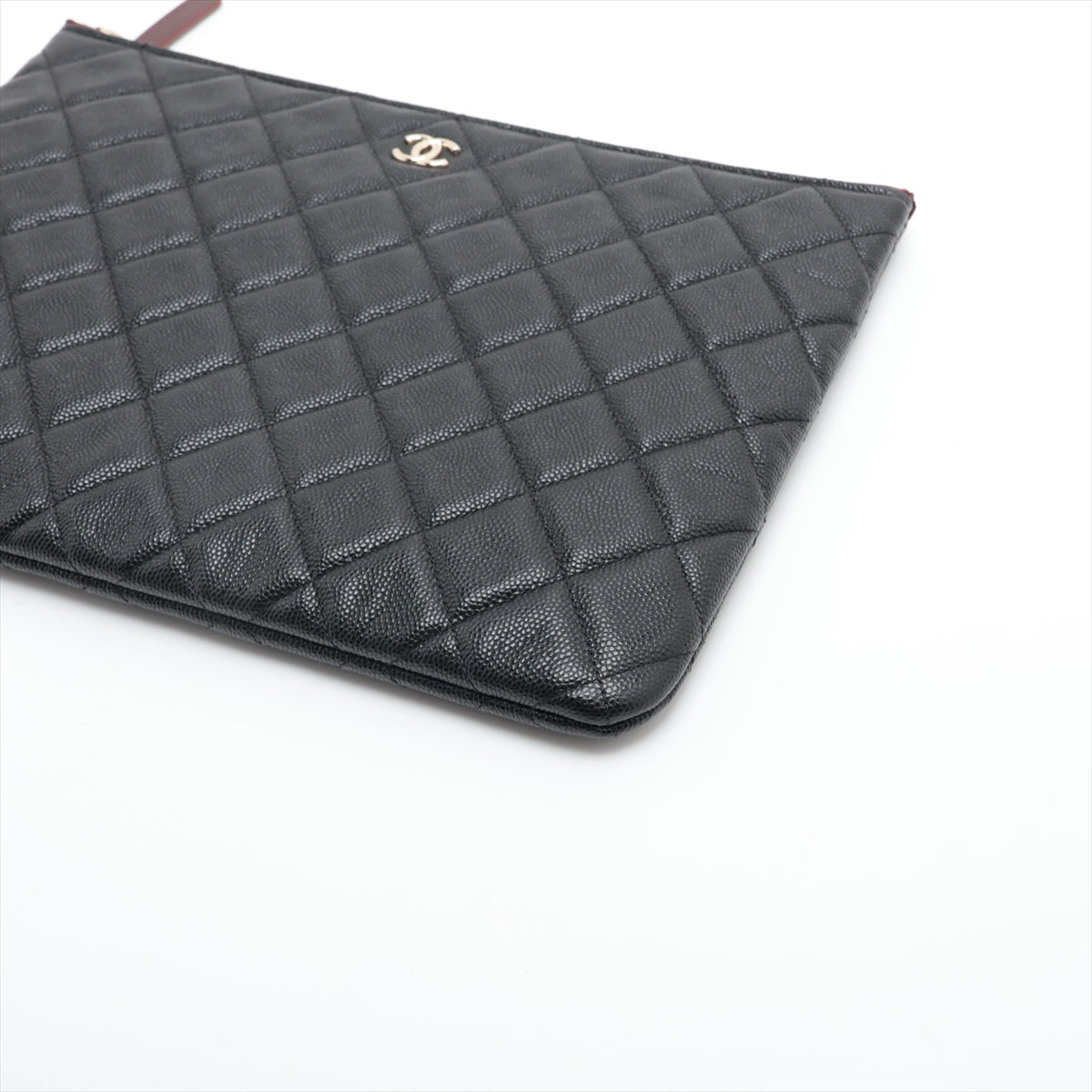 Chanel Matelasse Caviar Skin Clutch Bag Black Gold Metal Fittings 31st