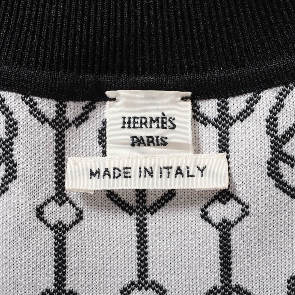 Hermès Chaîne d'Ancre Silk x nylon Knit dress 36 Ladies' Black × White  2E2500D4