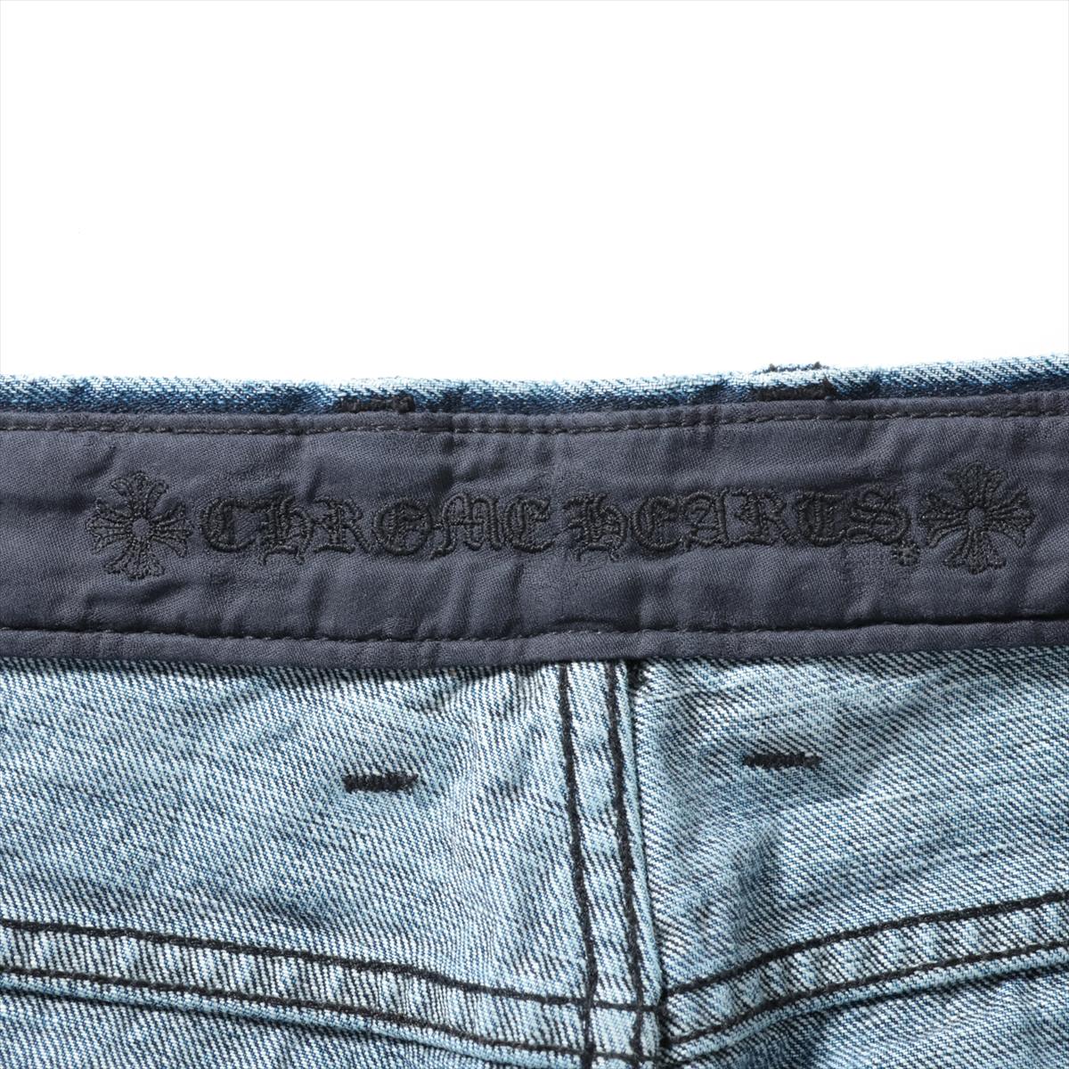 Chrome Hearts Denim Pants Cotton size 33 Indigo cross leather patch Flerknee