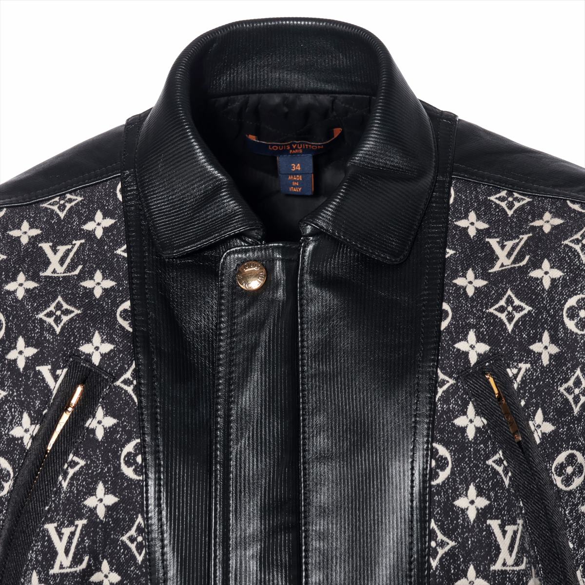 Louis Vuitton 23SS Cotton & Peather Denim Jacket 34 Ladies' Black  RW231A Monogram FOJA68KJ2