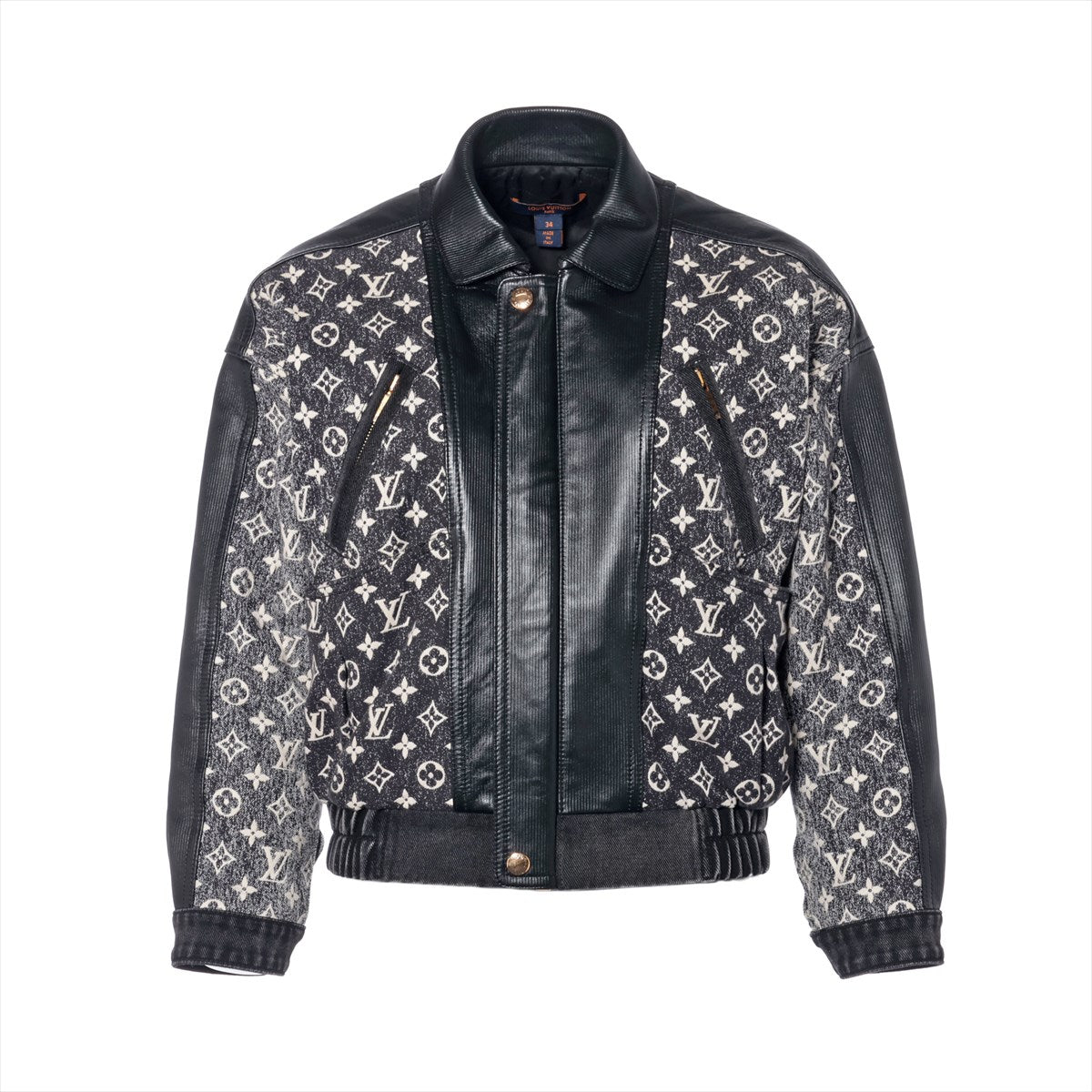 Louis Vuitton 23SS Cotton & Peather Denim Jacket 34 Ladies' Black  RW231A Monogram FOJA68KJ2