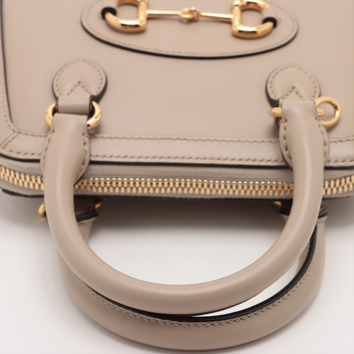 Gucci Horsebit 1955 Leather 2 Way Handbag Beige 677212