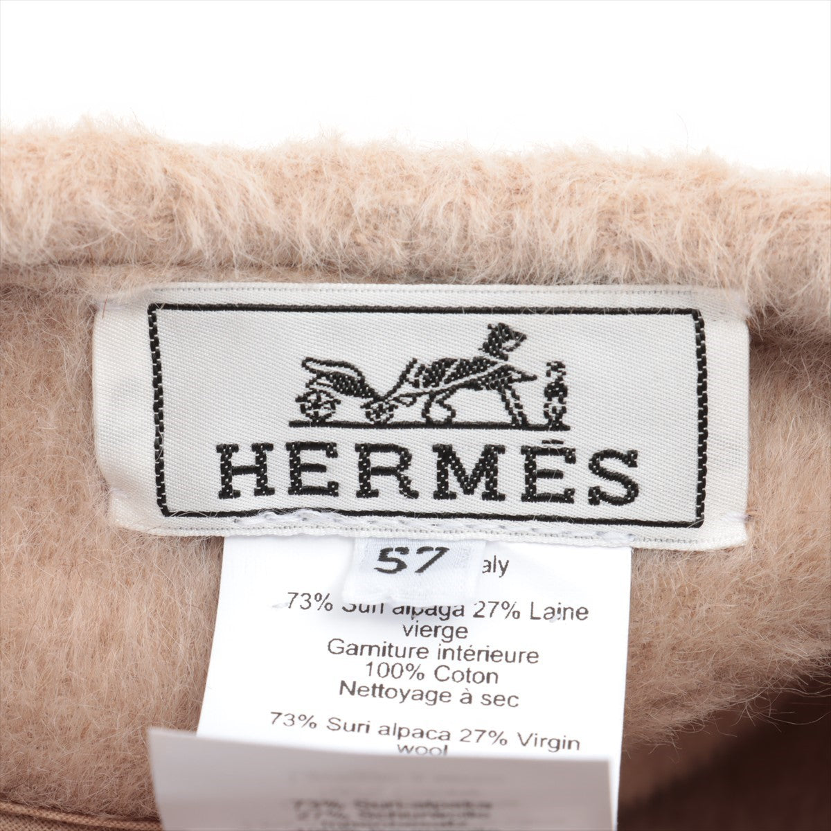 Hermès SAINT HONORE Beret 57 Alpaca Beige