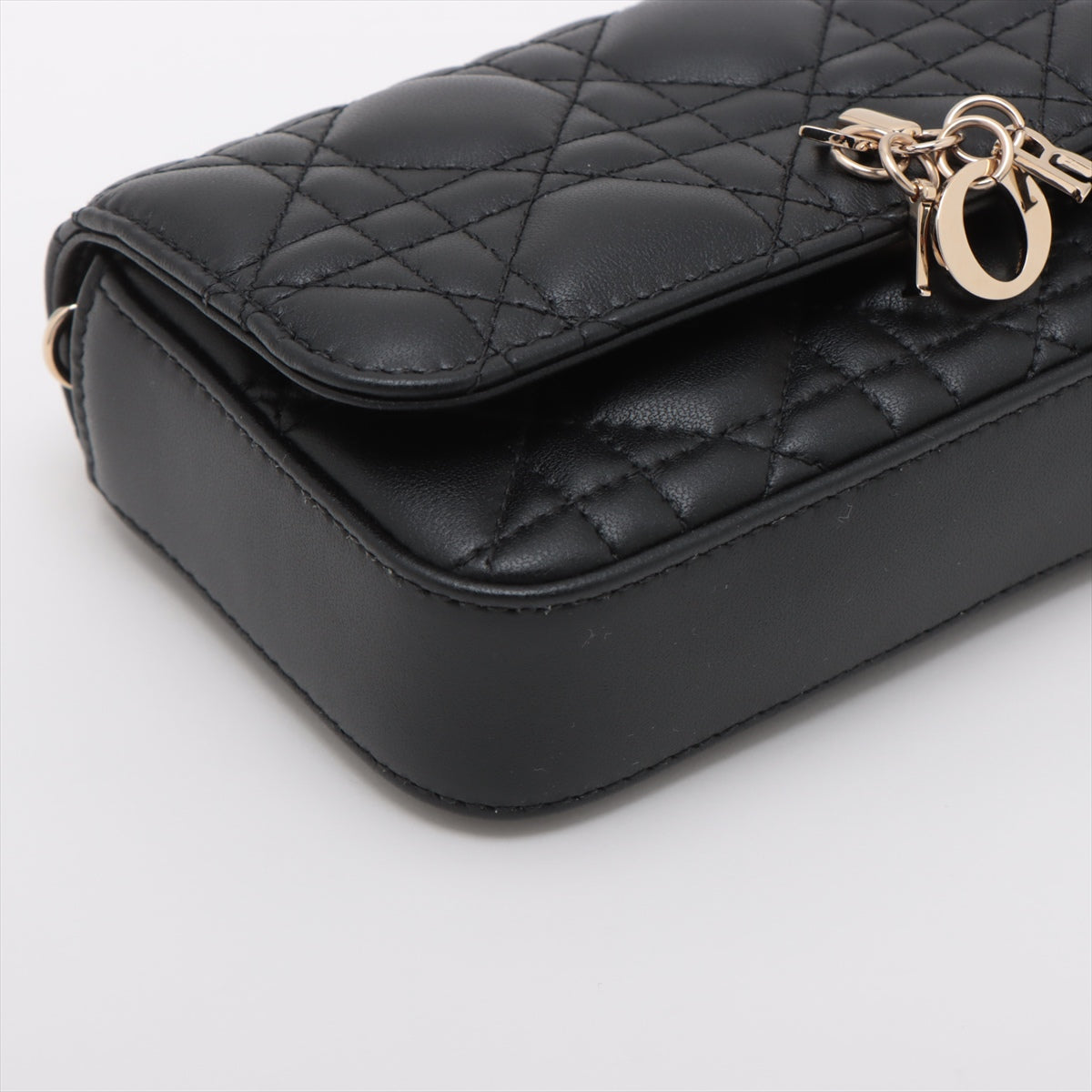 Christian Dior Lady Dior Cannage Leather Chain Shoulder Bag Black