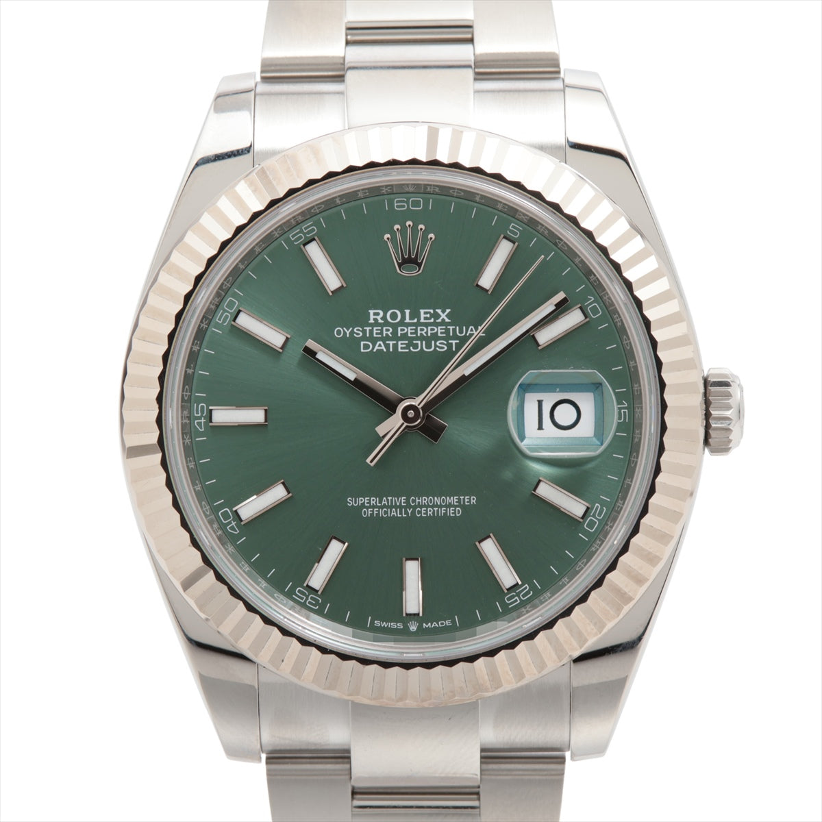 Rolex Datejust 126334 SS×WG AT Mint green dial oyster bracelet 1 Extra Link