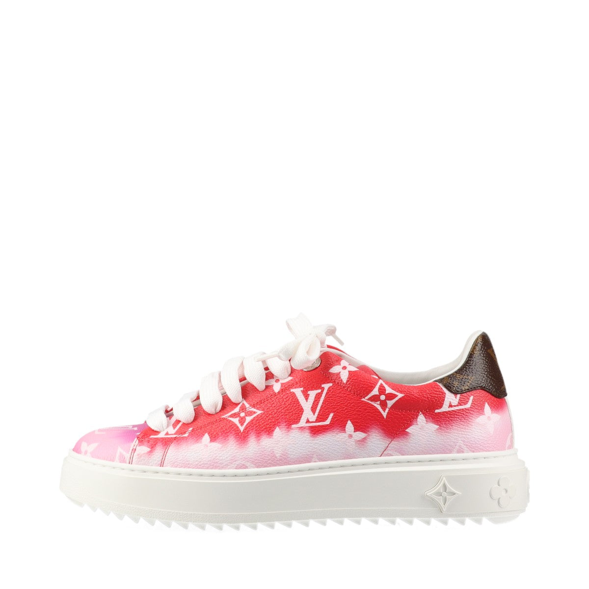 Louis Vuitton Timeout line 19-year PVC & leather Sneakers 36.5 Ladies' Red x white CL1129 Monogram