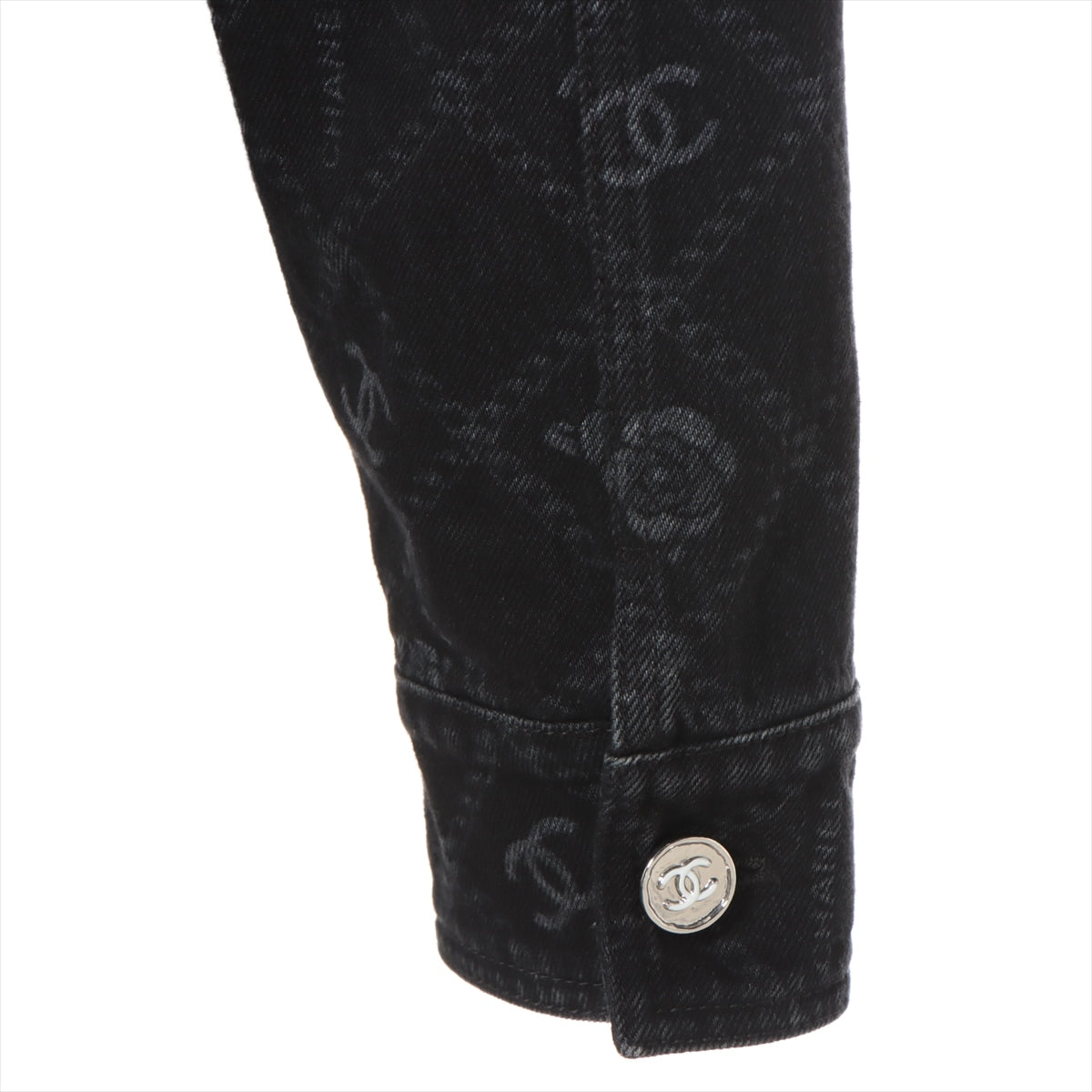 Chanel Coco Mark 23AW Cotton Denim Jacket 36 Ladies' Black  P75284 Camelia Coco Button