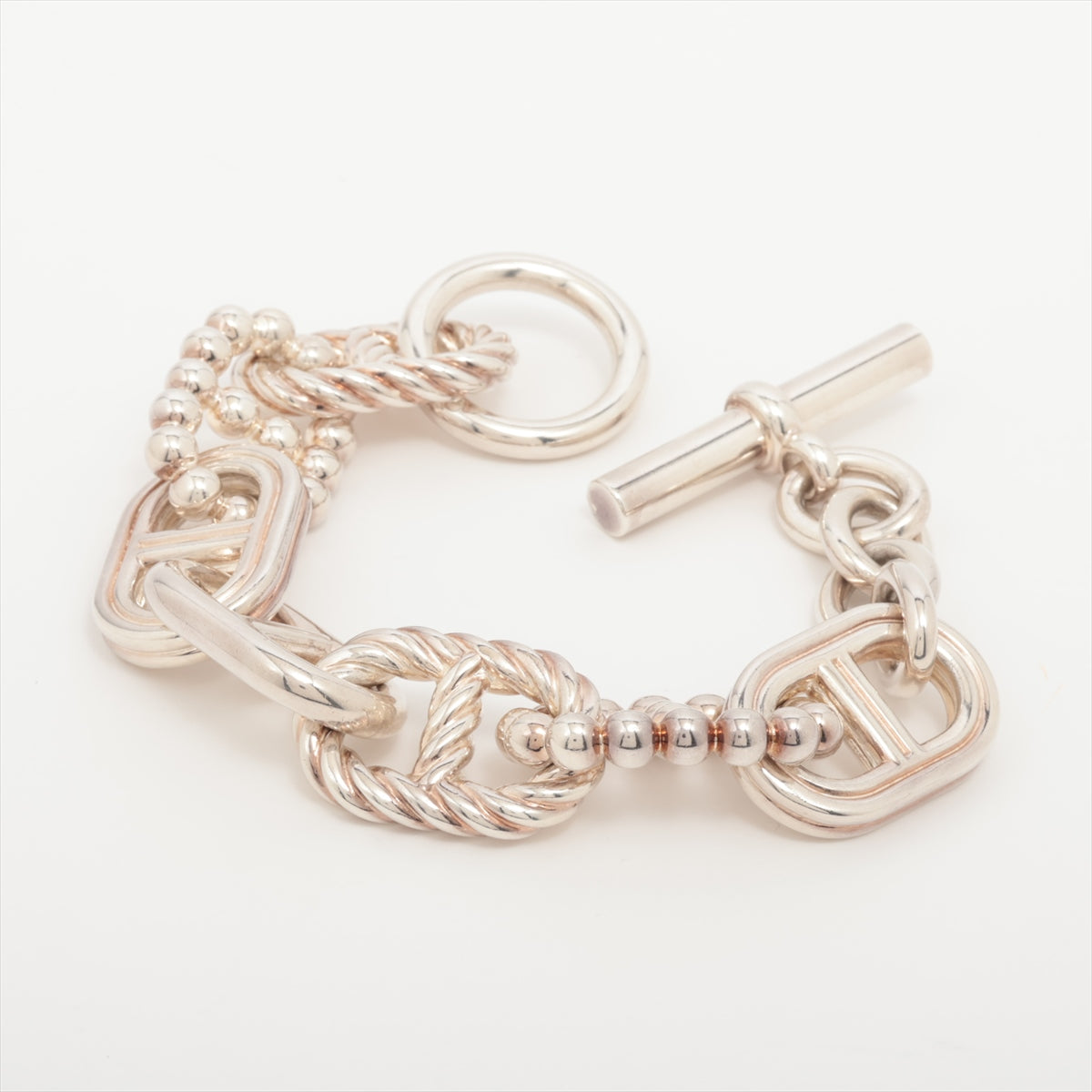 Hermès Chaîne d'Ancre Parade Torsade TGM Bracelet 925 180.0g Silver