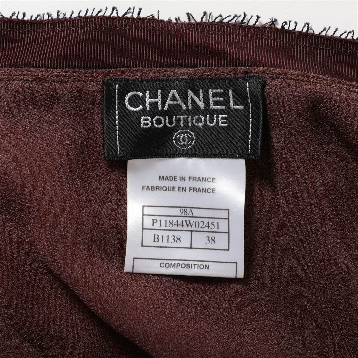 Chanel 98A Cotton & nylon Skirt 38 Ladies' Black × Brown  Logo total handle Tulle P11844W02451