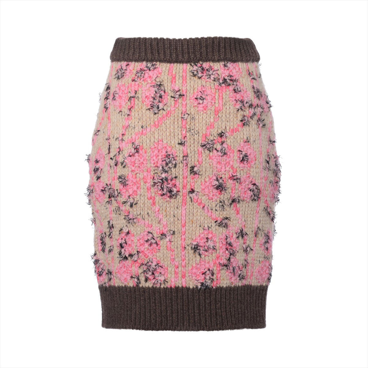 Chanel Coco Mark 22K Wool & Cashmere Knit Skirt 34 Ladies' Beige×Pink  P73897K10589