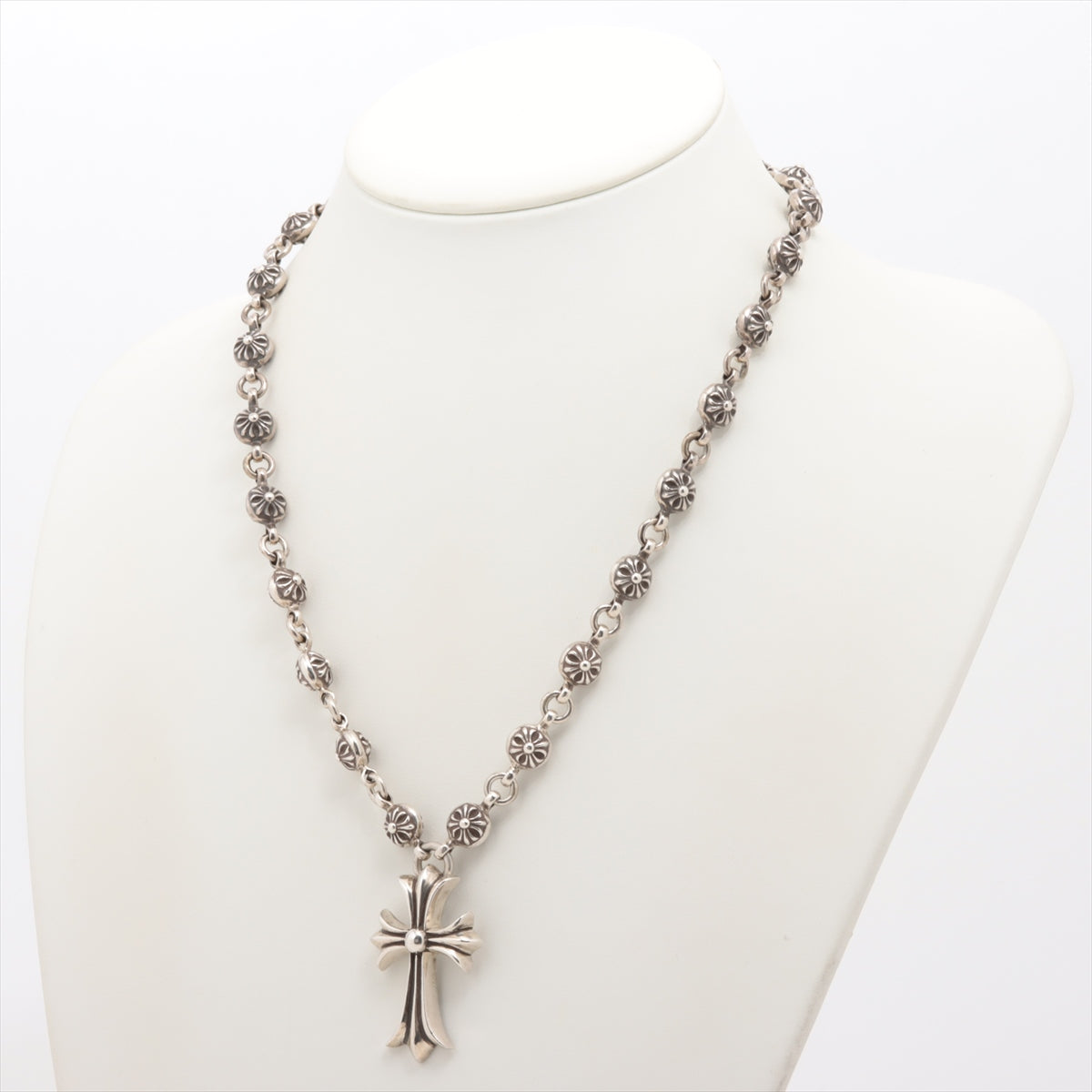 Chrome Hearts Small CH cross Necklace 925 118.8g #1 Cross Ball Chain