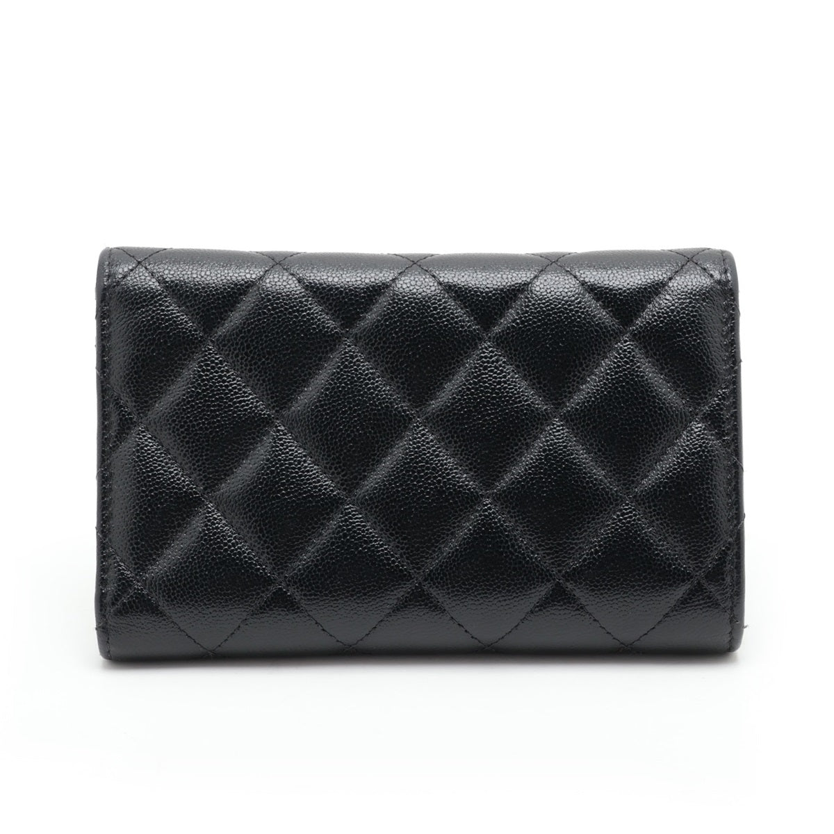Chanel Matelasse Caviar Skin Compact Wallet Black Gold Metal Fittings random