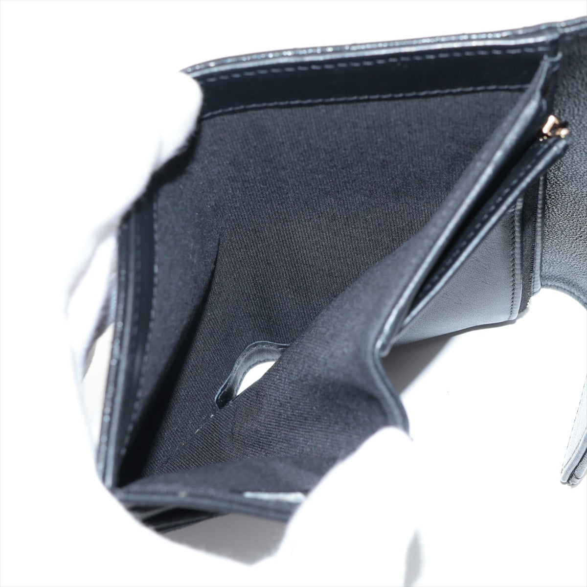 Chanel Matelasse Caviar Skin Compact Wallet Black Gold Metal Fittings random