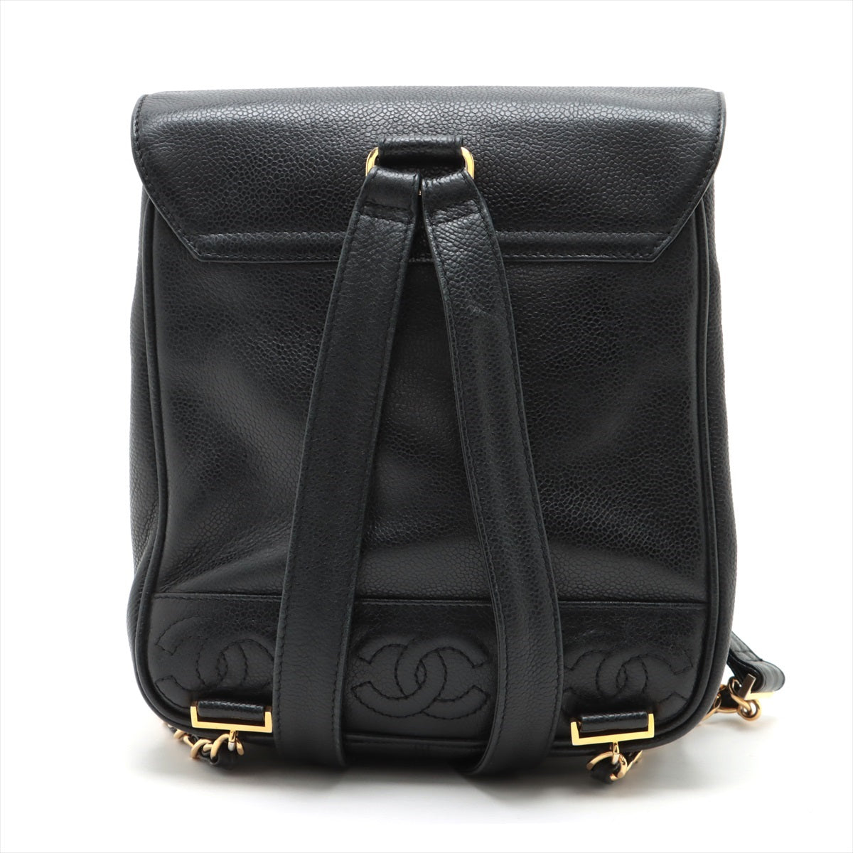 Chanel Triple Coco Caviar Skin Chain Backpack Black Gold Metal Fittings 4XXXXXX