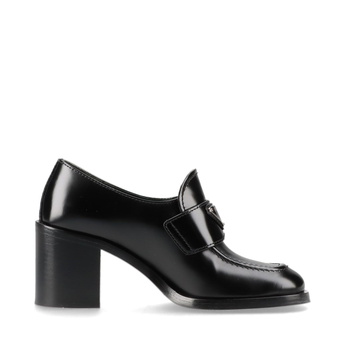 Prada Triangle logo brushed leather Loafer 36 Ladies' Black High Heel Box There is a storage bag