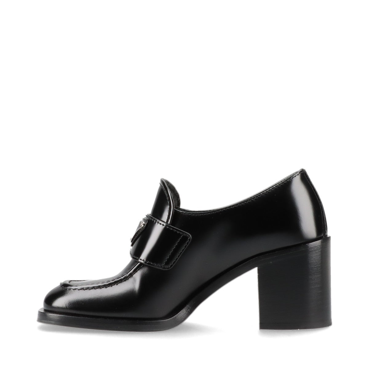 Prada Triangle logo brushed leather Loafer 36 Ladies' Black High Heel Box There is a storage bag