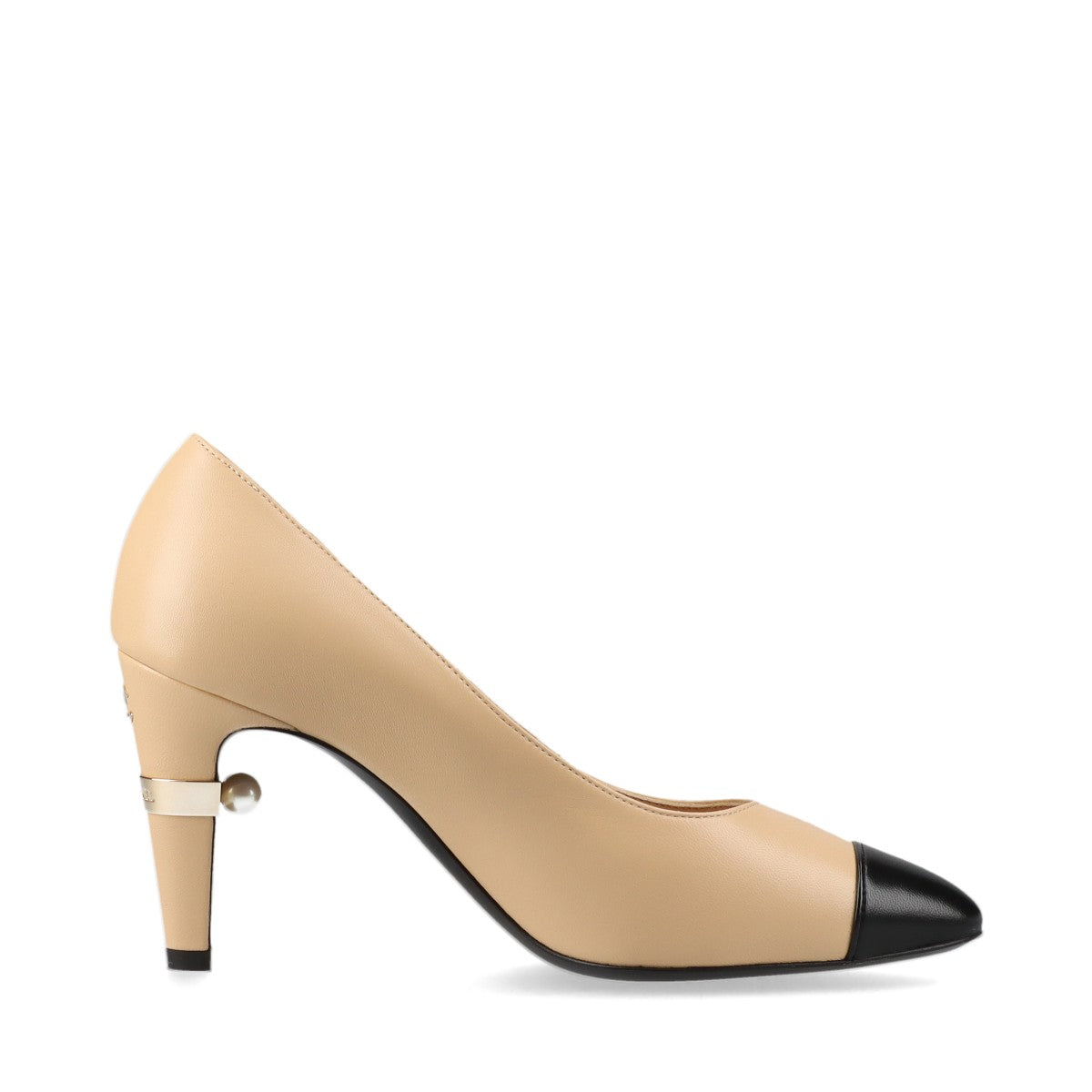 Chanel Coco Mark Leather Pumps 37.5C Ladies' Beige x black Pearl Bicolor Box There is a storage bag