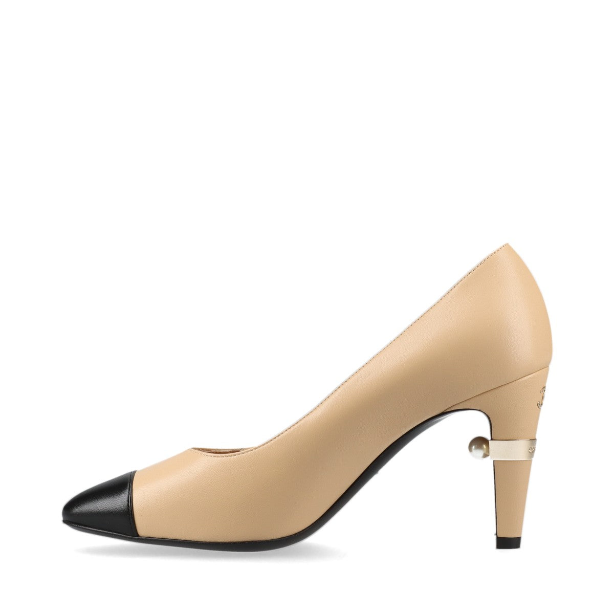 Chanel Coco Mark Leather Pumps 37.5C Ladies' Beige x black Pearl Bicolor Box There is a storage bag