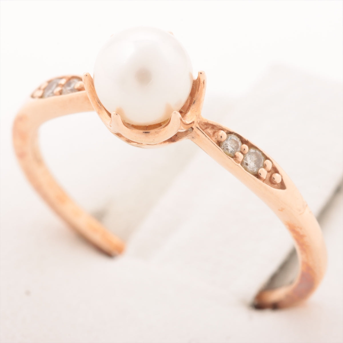 aget Pearl Diamond Ring K10(PG) 1.4g 0.04